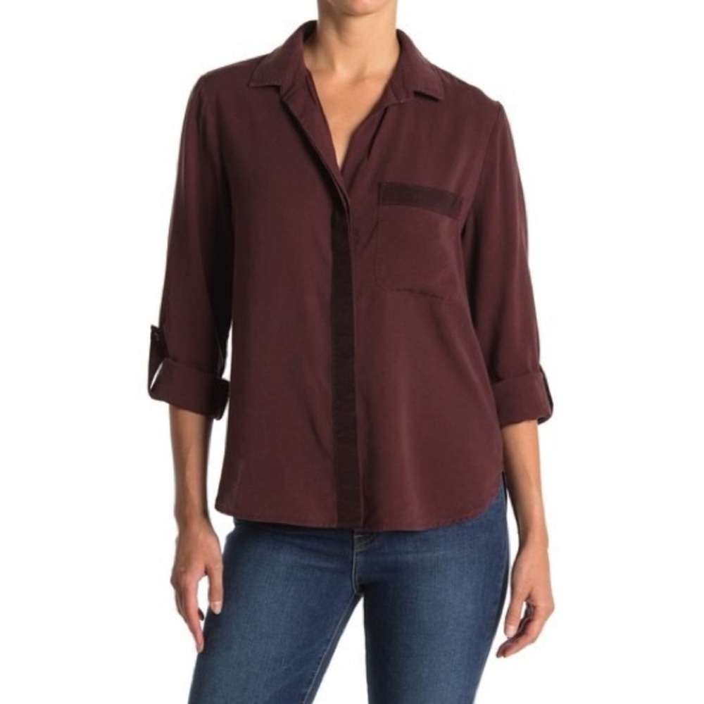 NWOT Cloth & Stone Ribbon Trimmed Button Down Top